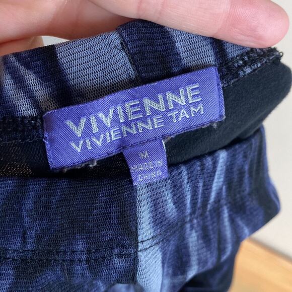 Vivienne Tam Mesh Pants Leggings Blue and White Swirl M - Picture 5 of 10